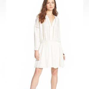 FREE PEOPLE Cream ‘NOMAD' Peasant Boho Pintucked Mini Dress S